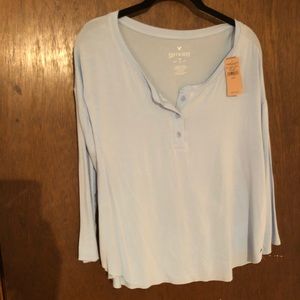 NWT American Eagle Outfitters Button Henley - Blue